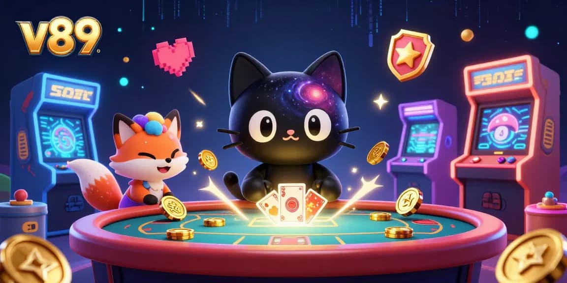v89 menarik chip emas di kasino kosmik bersama kucing lubang hitam dan rubah nebula