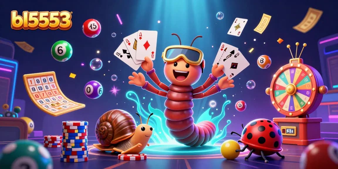 Engage with the vibrant world of bl5553 casino gaming, featuring a lively millipede dealer and colorful lottery excitement.