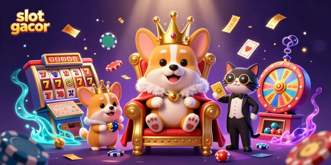 Slot gacor menawarkan jackpot besar dengan gambar 3D anjing korgi bernuansa kasino yang menarik.