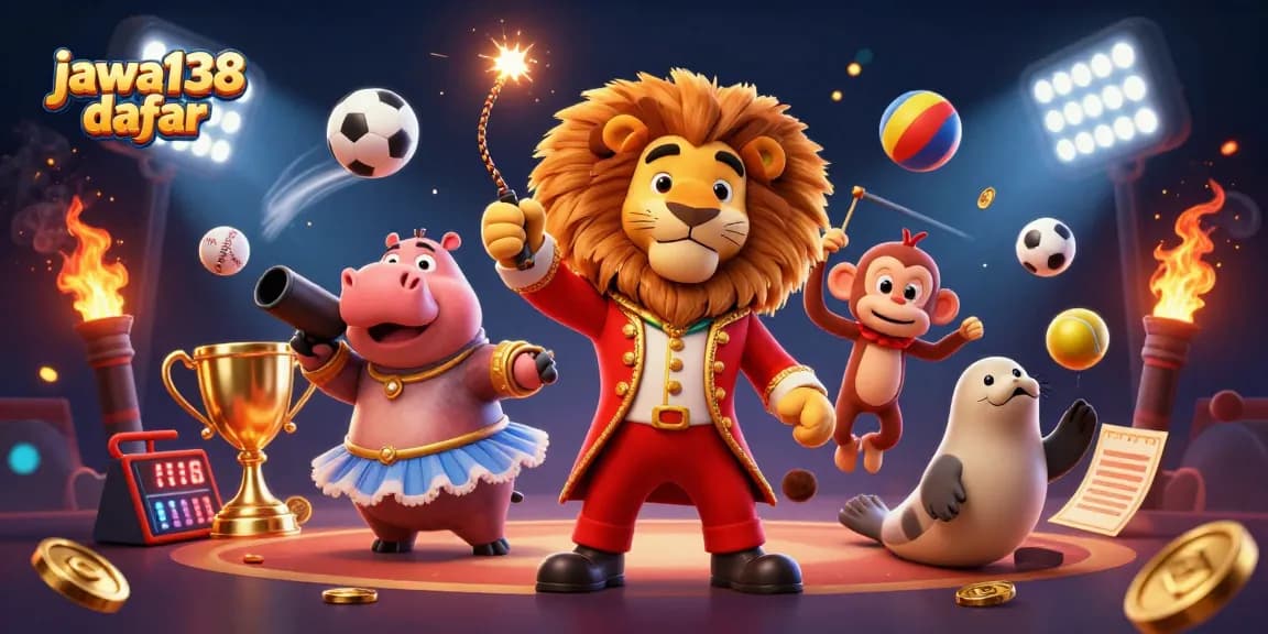 Witness the excitement of jawa138 daftar with animated characters and vibrant casino elements.