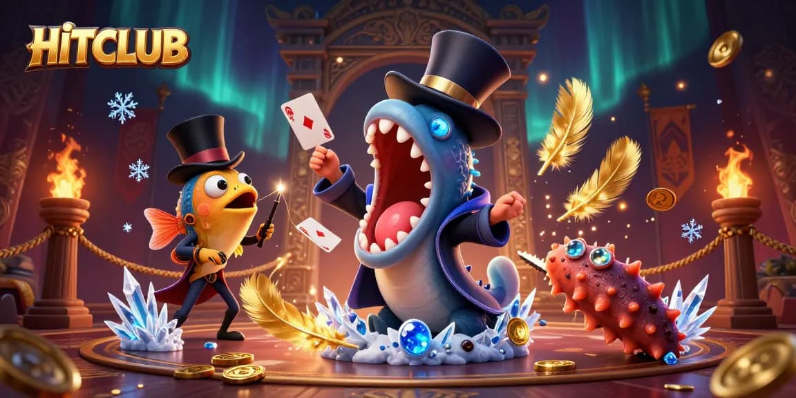 Experience HITCLUB's engaging magic show with a lively undersea twist in this vibrant 3D rendering.