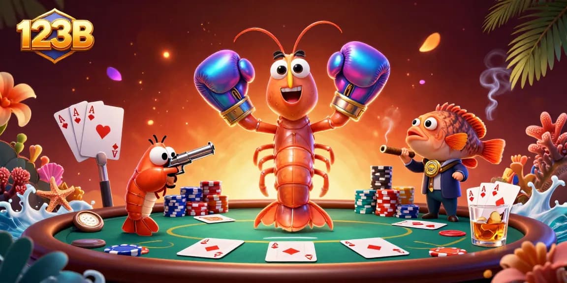Experience thrilling poker action at 123B with vibrant characters and dynamic game elements.