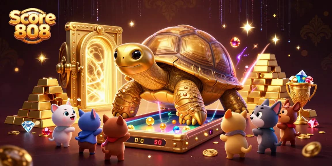 Experience the thrilling world of Score 808 with exciting golden tortoise pinball action and treasure-filled surprises.