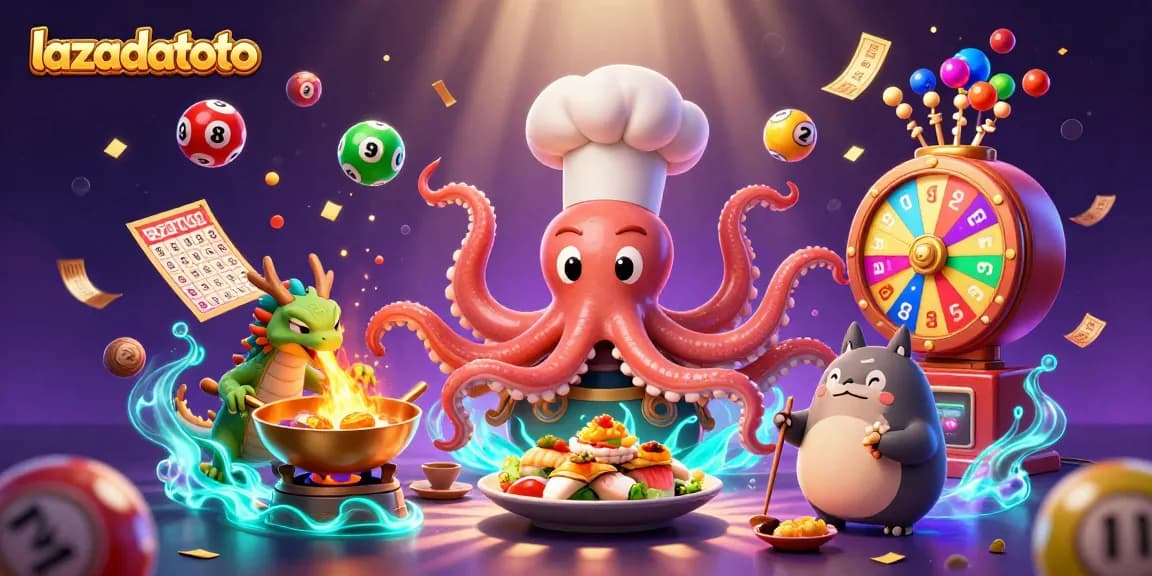 Menangkan pengalaman berjudi di lazadatoto dengan ilustrasi kasino penuh warna dan karakter unik.