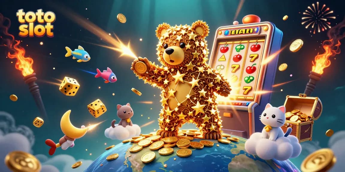 Experience the thrilling world of toto slot with a colorful 3D illustration of winning moments and jackpot excitement.