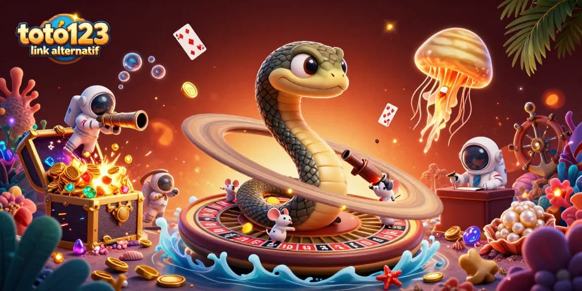 Engaging in gambling excitement with toto123 link alternatif as astronaut mice bet on Saturn's roulette rings.