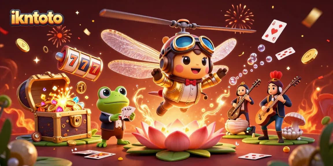 Engage in thrilling entertainment at ikntoto with vibrant casino action above a lily pad.