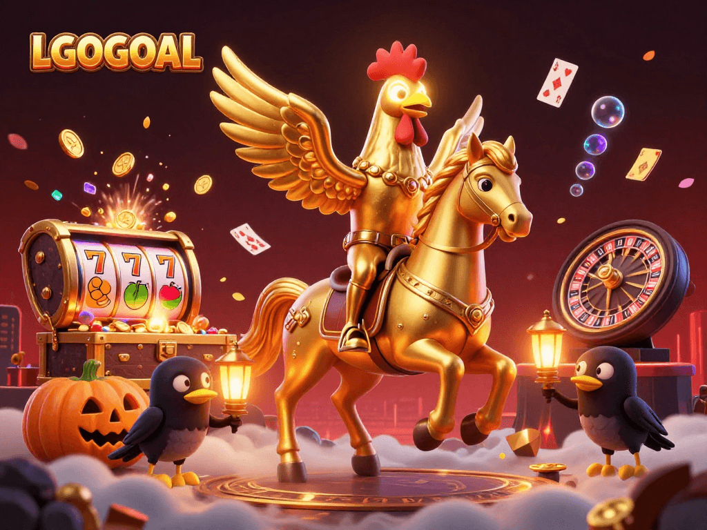 Engage in thrilling gameplay with LGOGOAL’s vibrant casino illustration showcasing exciting slot games
