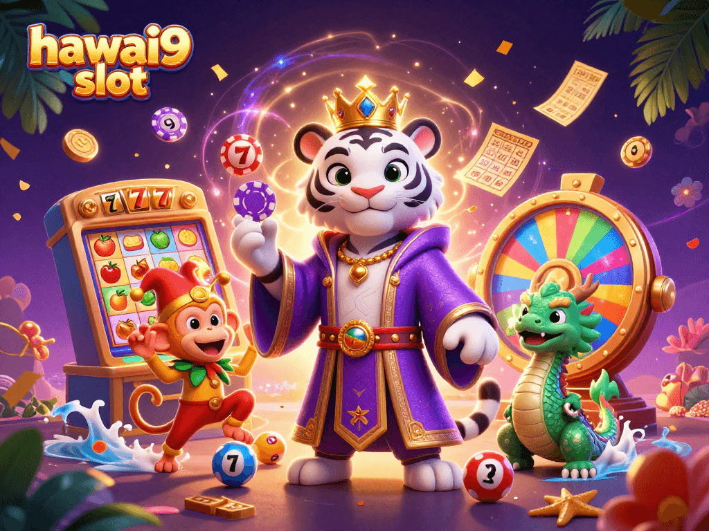 Spin the reels at hawai9 slot with vibrant characters and dynamic casino elements.