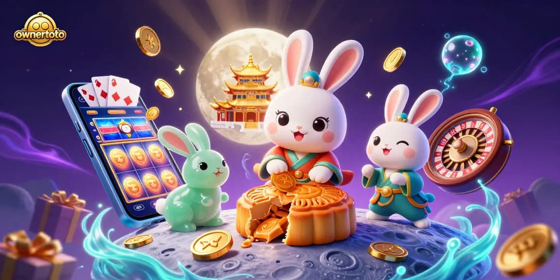bermain di ownertoto dengan kelinci bulan dan chip poker yang berkilau dari bulan.
