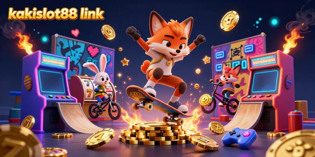 Permainan seru di kakislot88 link dengan karakter kartun yang menarik dan elemen kasino.
