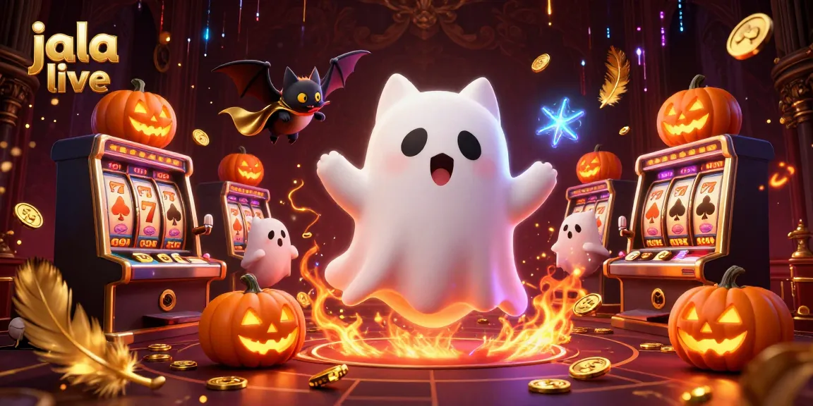 Experience thrilling jala live gameplay with a friendly ghost cat and vibrant casino elements.