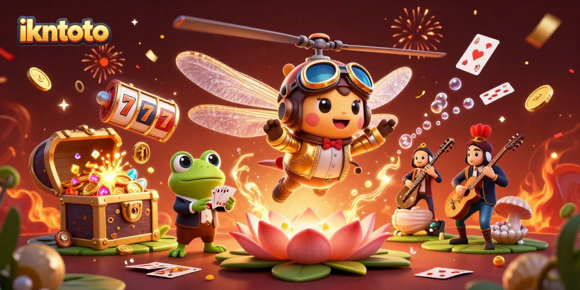 Engage in thrilling entertainment at ikntoto with vibrant casino action above a lily pad.