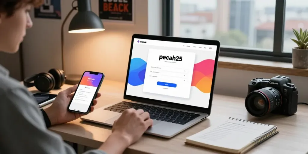 Antarmuka login pecah25 yang aman, menunjukkan pengguna yang siap untuk mengakses platform.