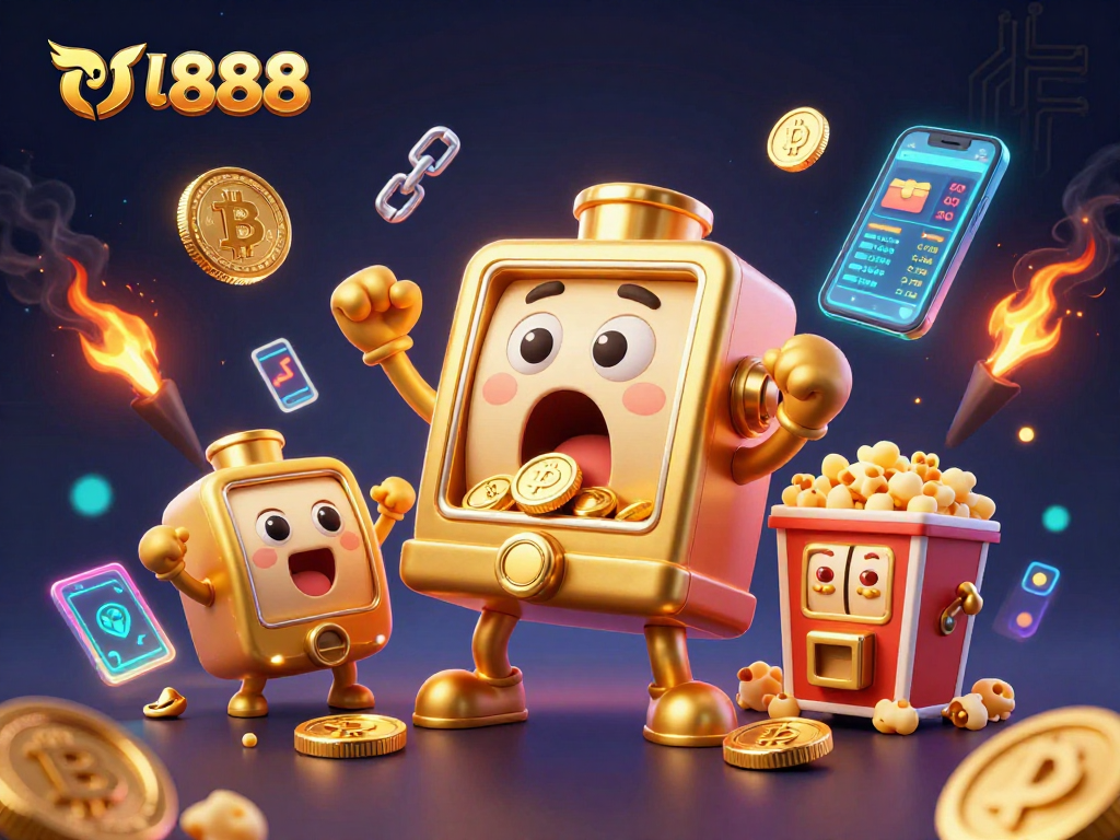 Experience U888's thrilling jackpot with golden slot machines and vibrant casino elements.