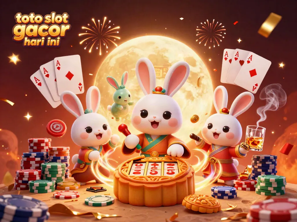 Memainkan toto slot gacor hari ini di bawah bulan purnama dengan banyak chip poker dan slot reel yang penuh warna