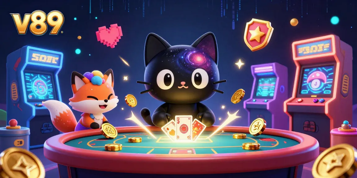 v89 menarik chip emas di kasino kosmik bersama kucing lubang hitam dan rubah nebula