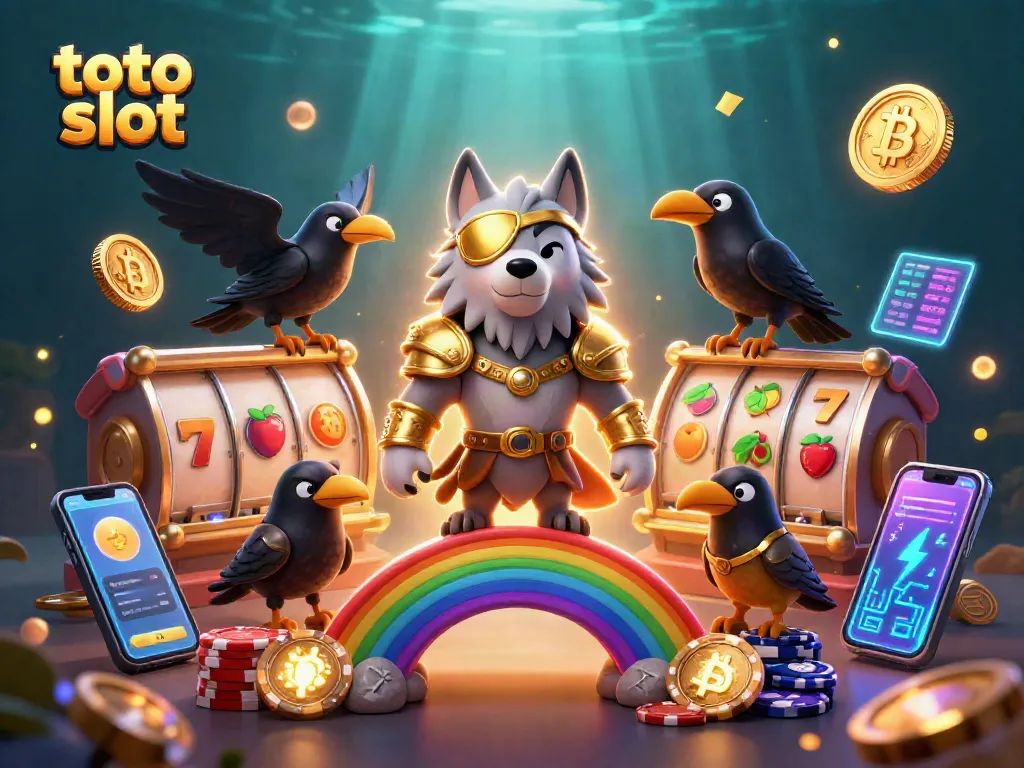Experience the excitement of toto slot with Norse legends and vibrant casino elements in this dynamic illustration.