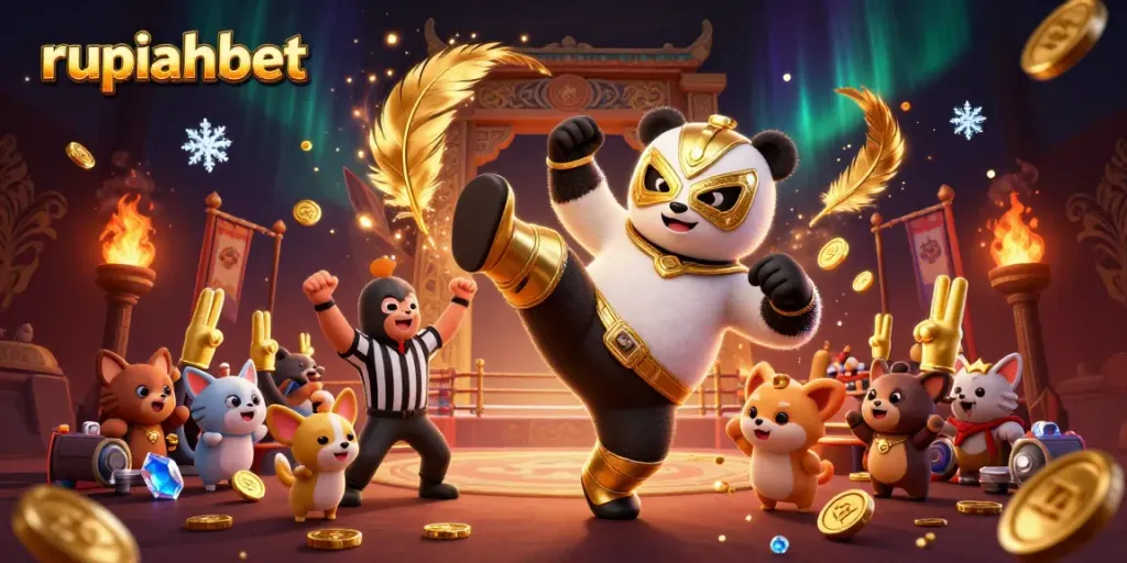 Experience dynamic gaming action with rupiahbet in an engaging 3D illustration featuring animated characters.