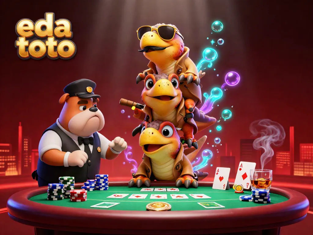Enter the VIP casino lounge with the playful scene featuring raptors impersonating human guests at eda toto.