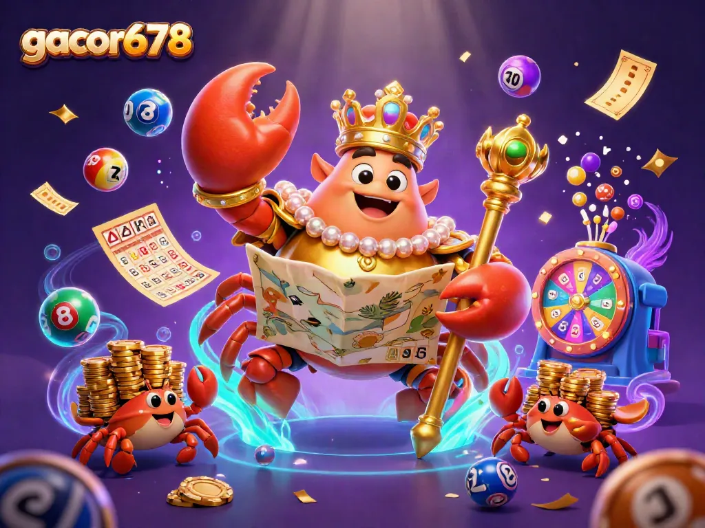 Engage with gacor678's vibrant gaming experience featuring a golden crab emperor and dynamic game elements.