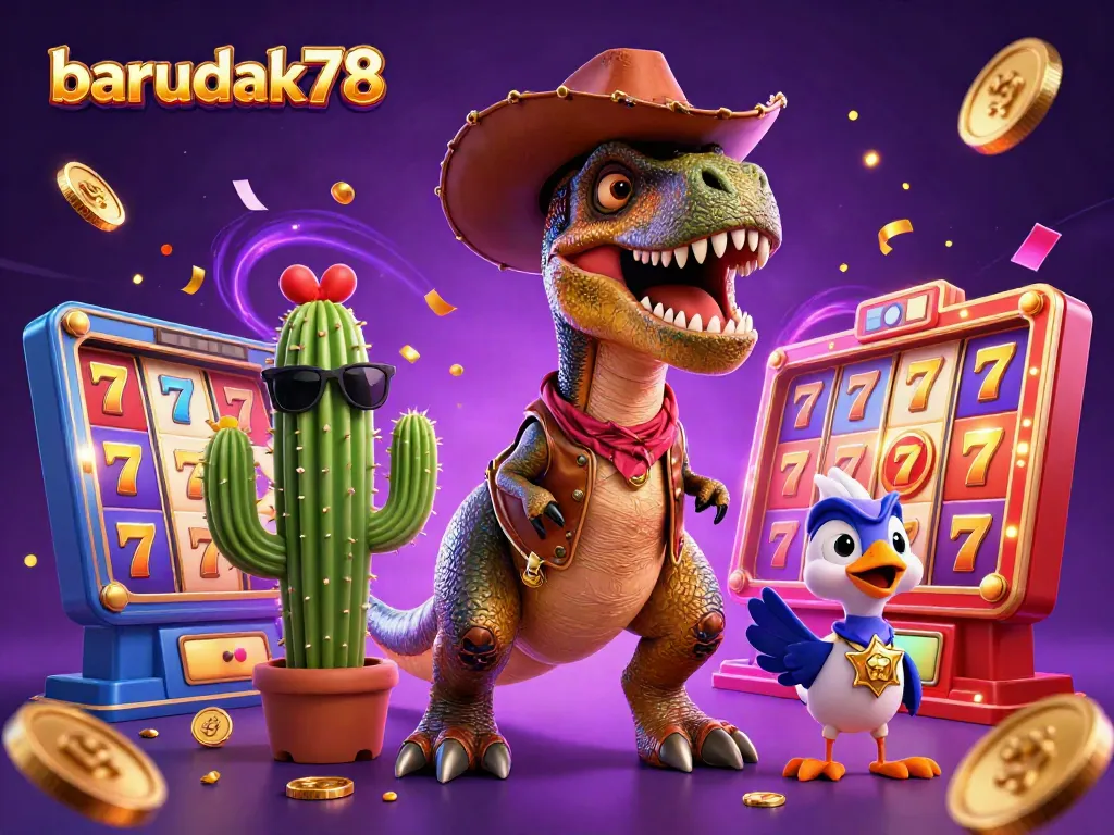 Slot jackpot barudak78 memukau dengan dinosaur dan permainan berwarna untuk para pemain.