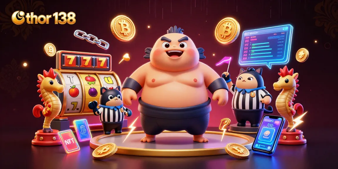 Merasakan keseruan bermain slot di thor 138 dengan karakter unik dalam ilustrasi 3D penuh warna.