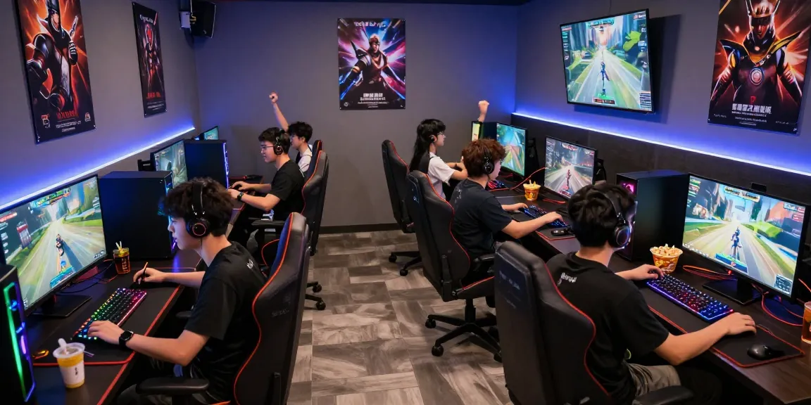 Gamers beraksi dalam sesi multiplayer Sga33 yang intens di lounge modern, dikelilingi perangkat permainan dan suasana energik.