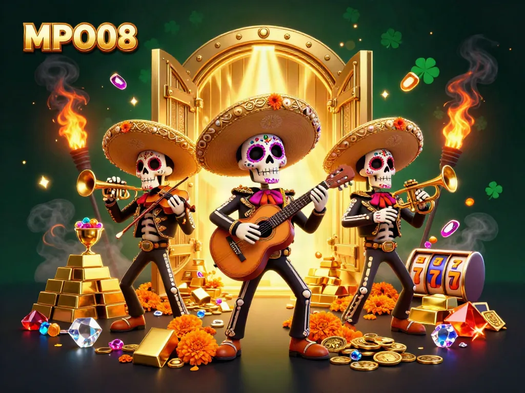 Engage with MPO08 through thrilling slot reels and a vibrant mariachi scene
