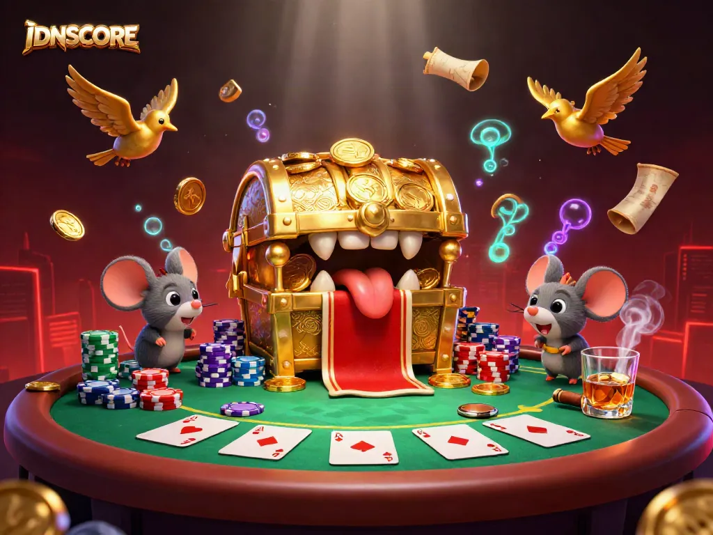 IDNSCORE showcases a thrilling gaming experience with vibrant characters and dynamic poker elements.