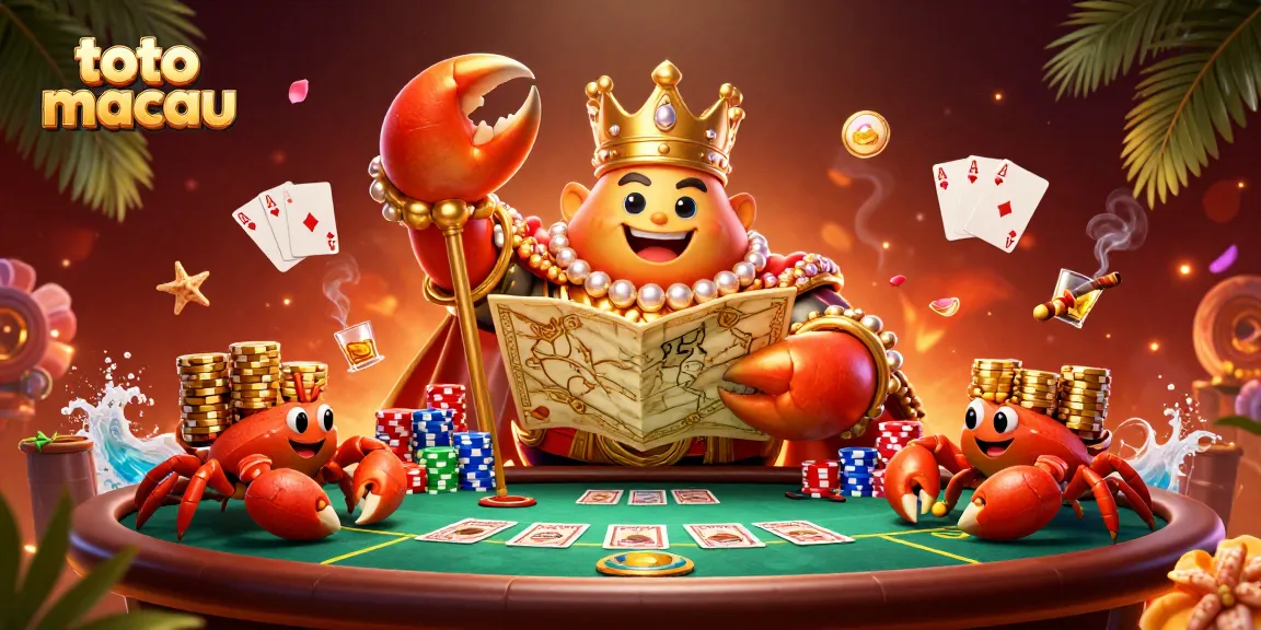 Toto macau menampilkan krustasea emas yang memegang peta harta untuk pemain judi.