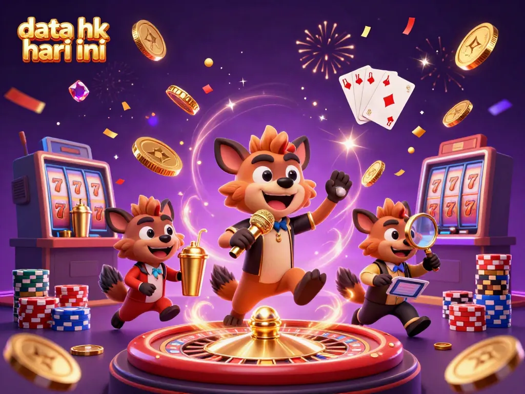 Melihat data hk hari ini dengan hyena di kasino, meriah dengan koin emas dan permainan kartu.