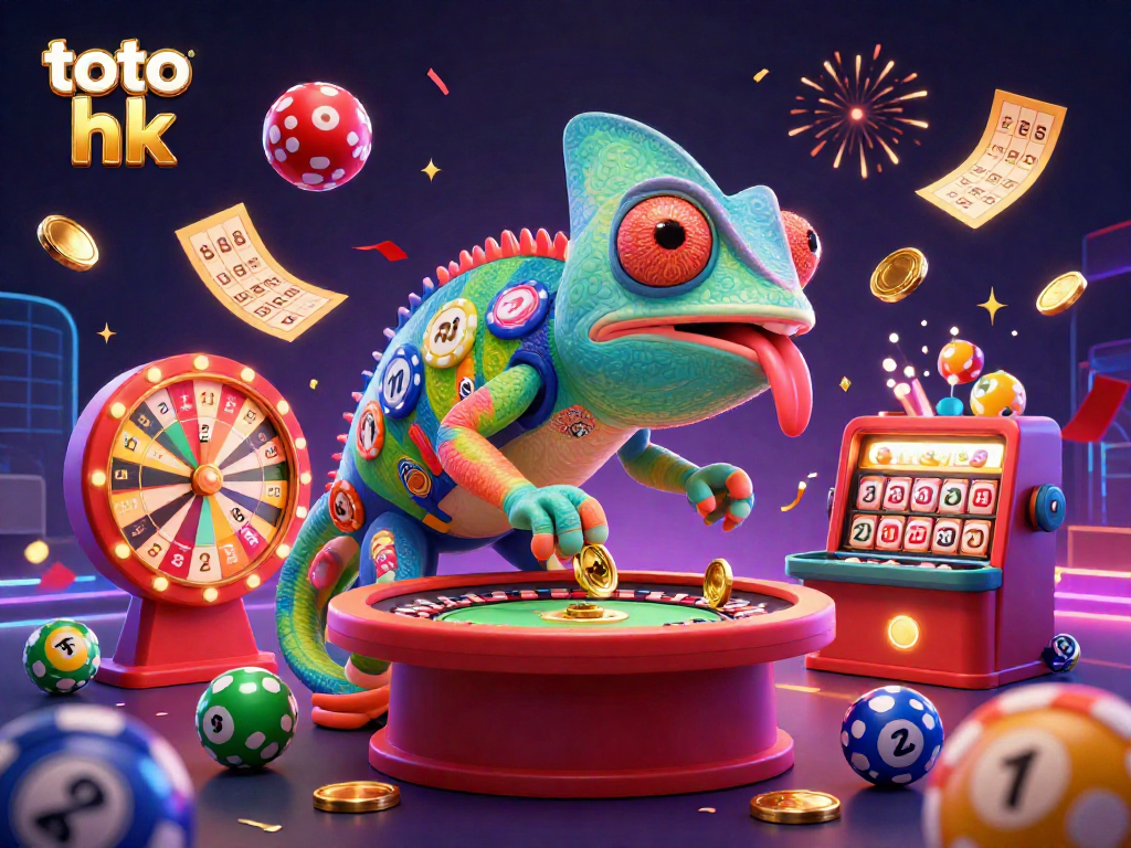 Memenangkan jackpot dengan toto hk sambil menikmati bola lotere berwarna-warni dan rain uang emas.
