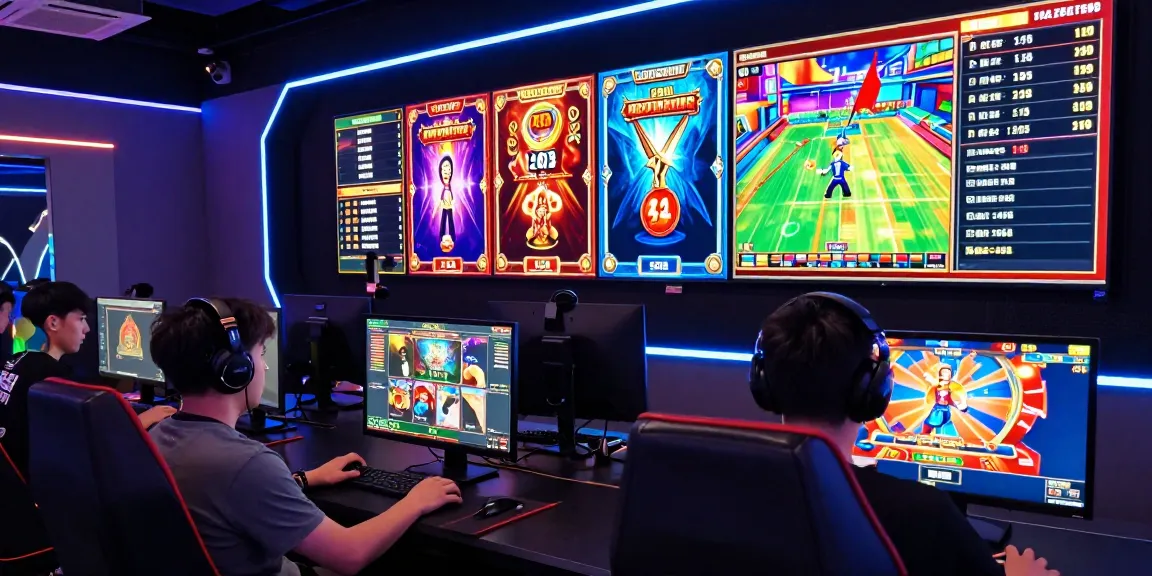 Menampilkan Alternatif Situs Sis77 dengan pemain terlibat dalam permainan slot online dan kasino langsung yang penuh warna.
