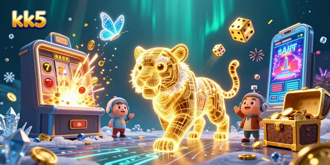 Experience thrilling gameplay at kk5 with a neon light golden tiger in a dazzling casino!