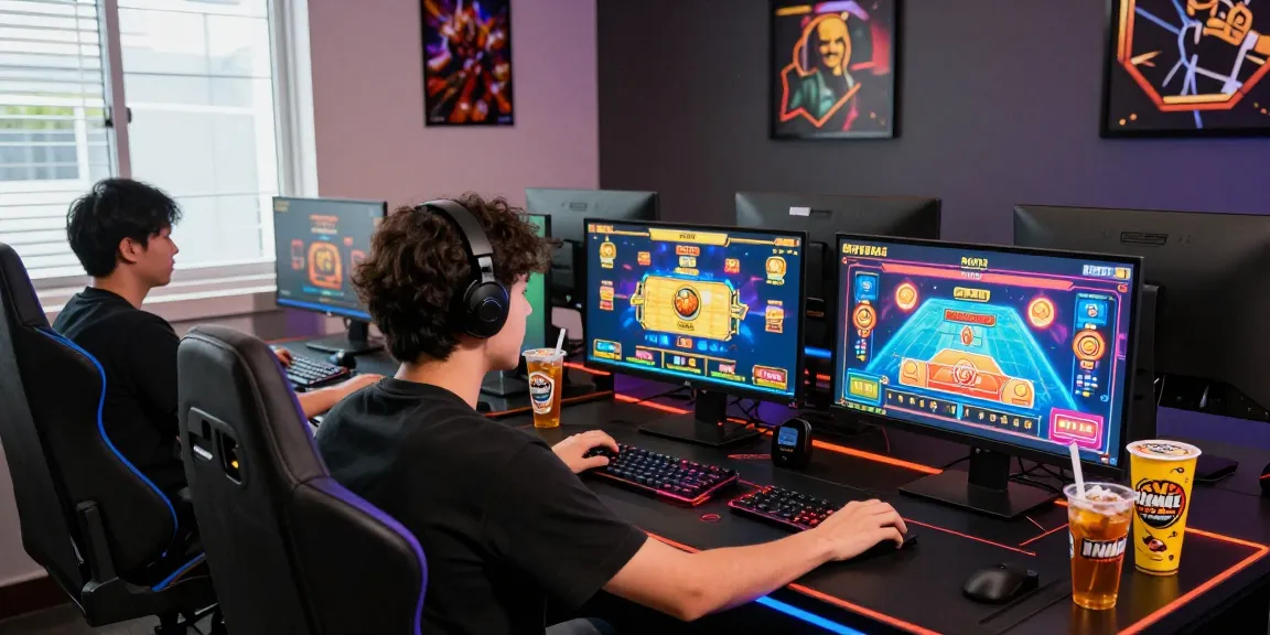 Engaging online gaming atmosphere at Trang chủ hm88 with vibrant screens and a dynamic player immersed in action.