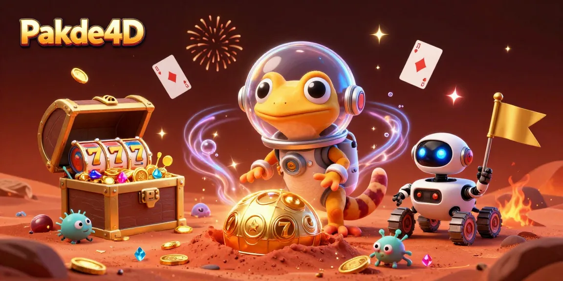 Engage in thrilling Pakde4D fun with a dynamic 3D scene featuring a Martian gecko exploring a golden casino.