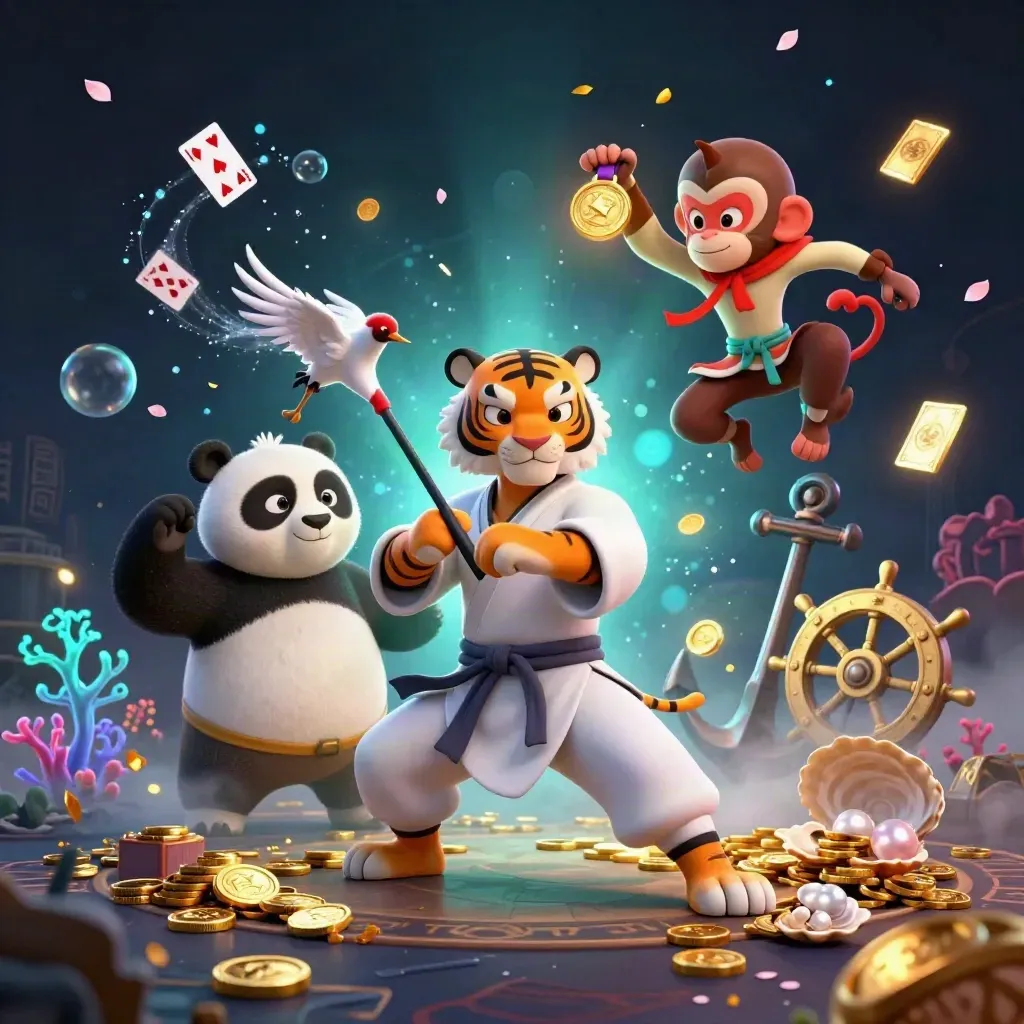 Tiger kung-fu, panda, dan monyet dalam harta karun bawah laut yang meledak
