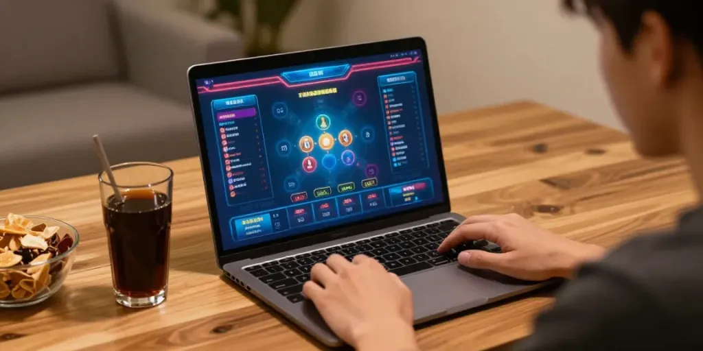 Local gaming setup illustrating slot gacor gameplay, trusted online service.