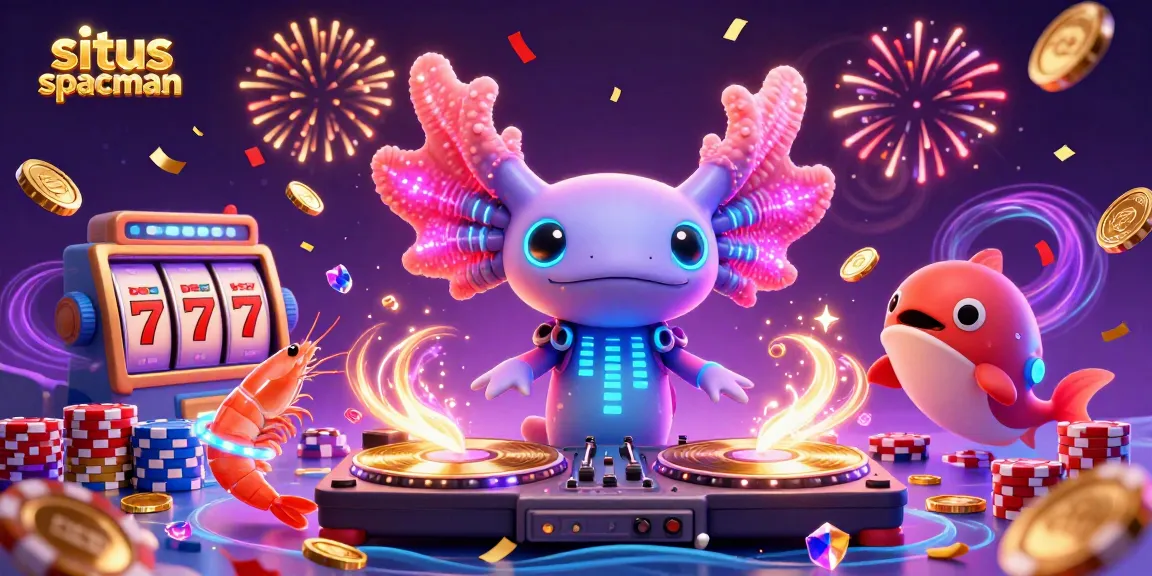 Engage with situs spaceman and spin the reels for jackpots in this vibrant 3D casino illustration.