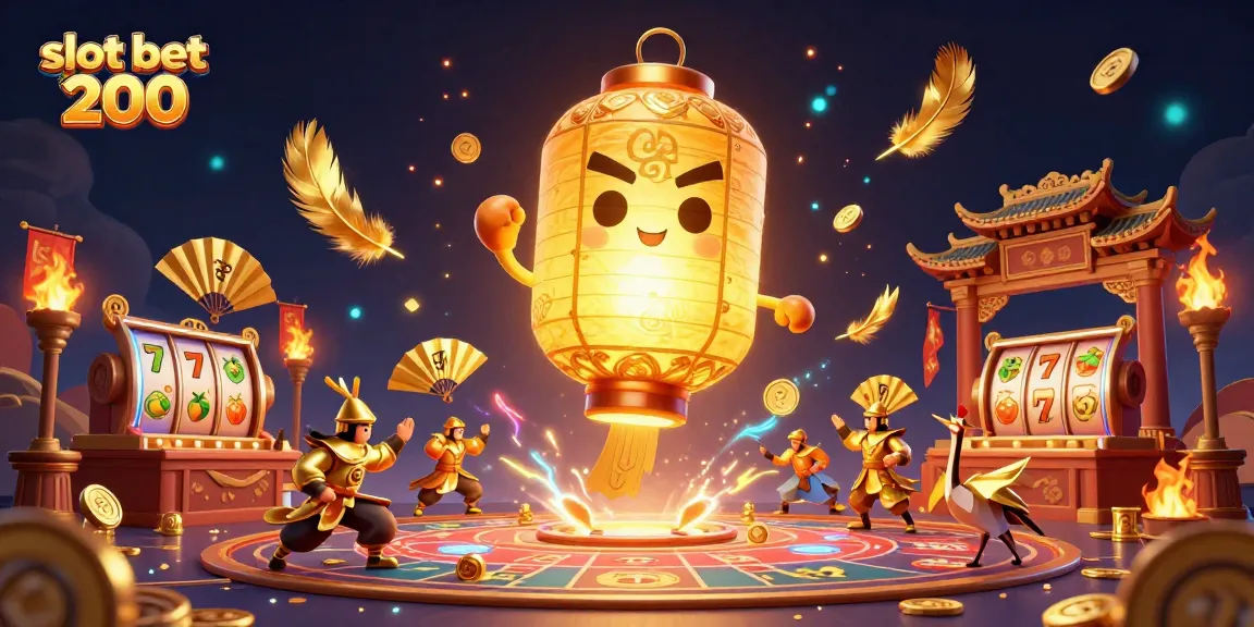 Experience the excitement of slot bet 200 with vibrant 3D illustrations showcasing casino elements and lucky symbols.