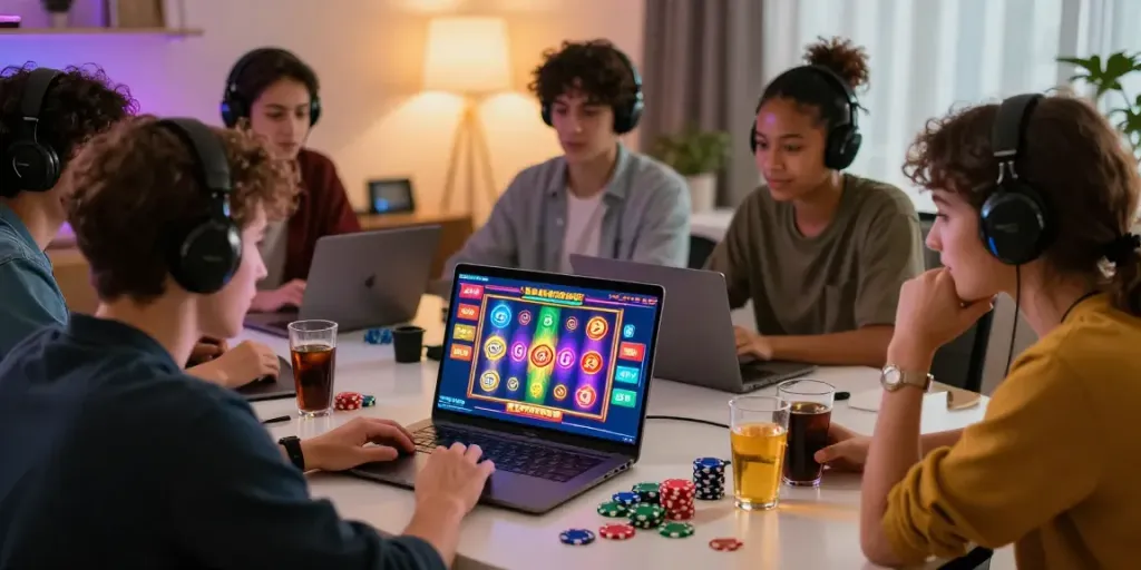 Engaged players experiencing slot gacor games in a vibrant gaming setup.