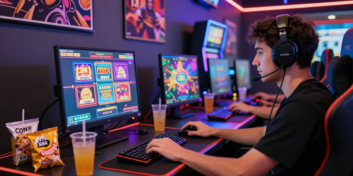 Situs Resmi Dominobet online gaming scene with player at laptop