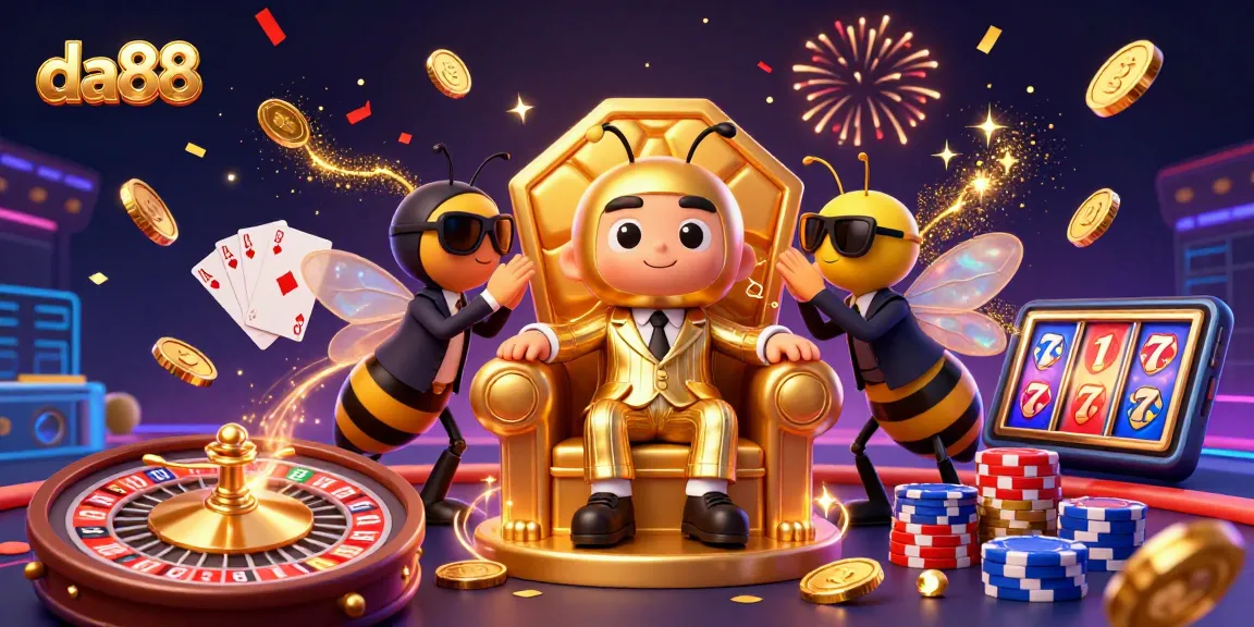 Experience the thrill of da88 with a dazzling 3D casino scene featuring a bumblebee mob boss.