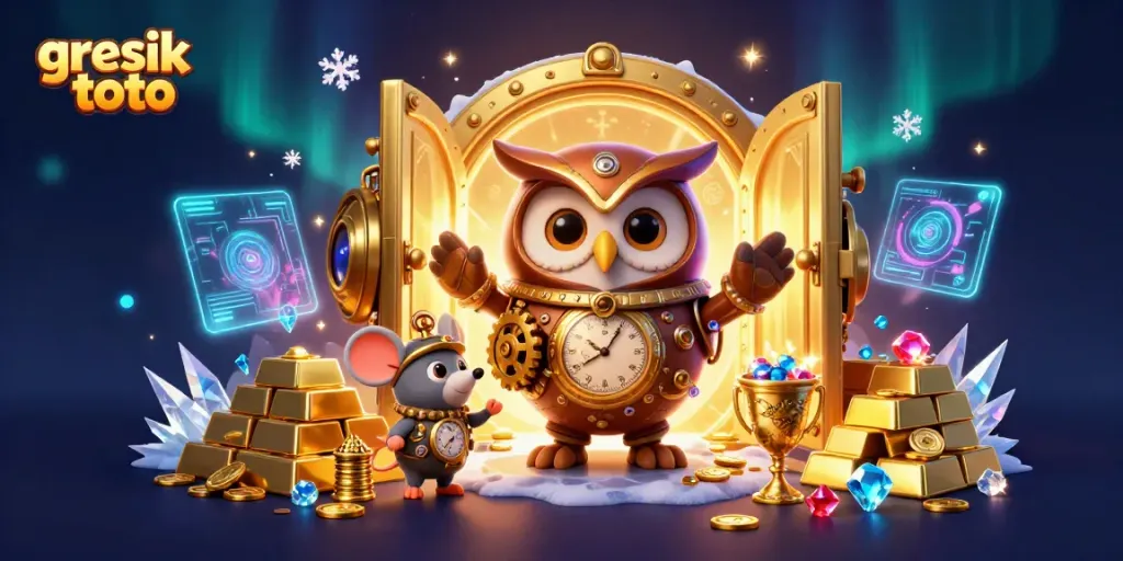 Experience incredible gaming excitement with gresik toto's animated gaming scene featuring steampunk elements.
