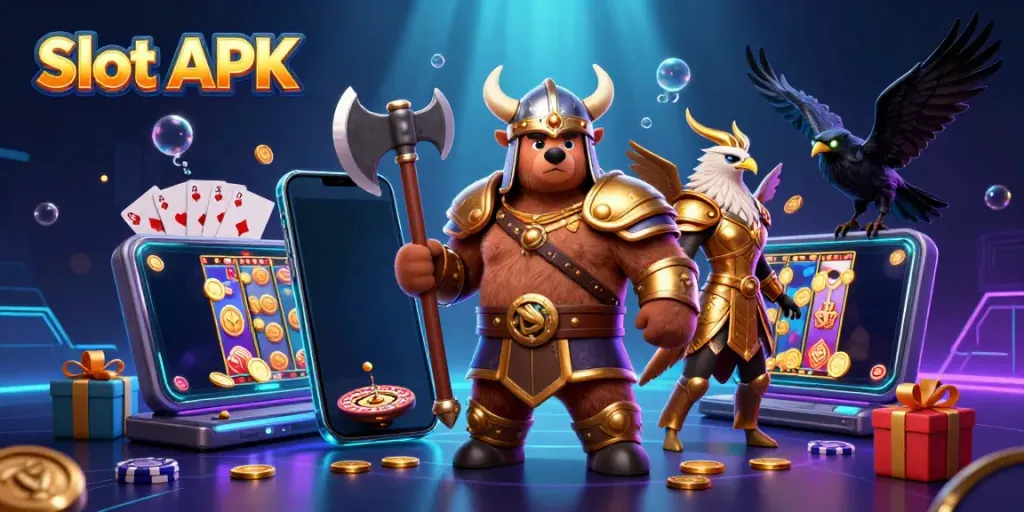Spin and win with captivating Slot APK featuring vibrant slot game graphics, coins, and engaging gameplay elements.