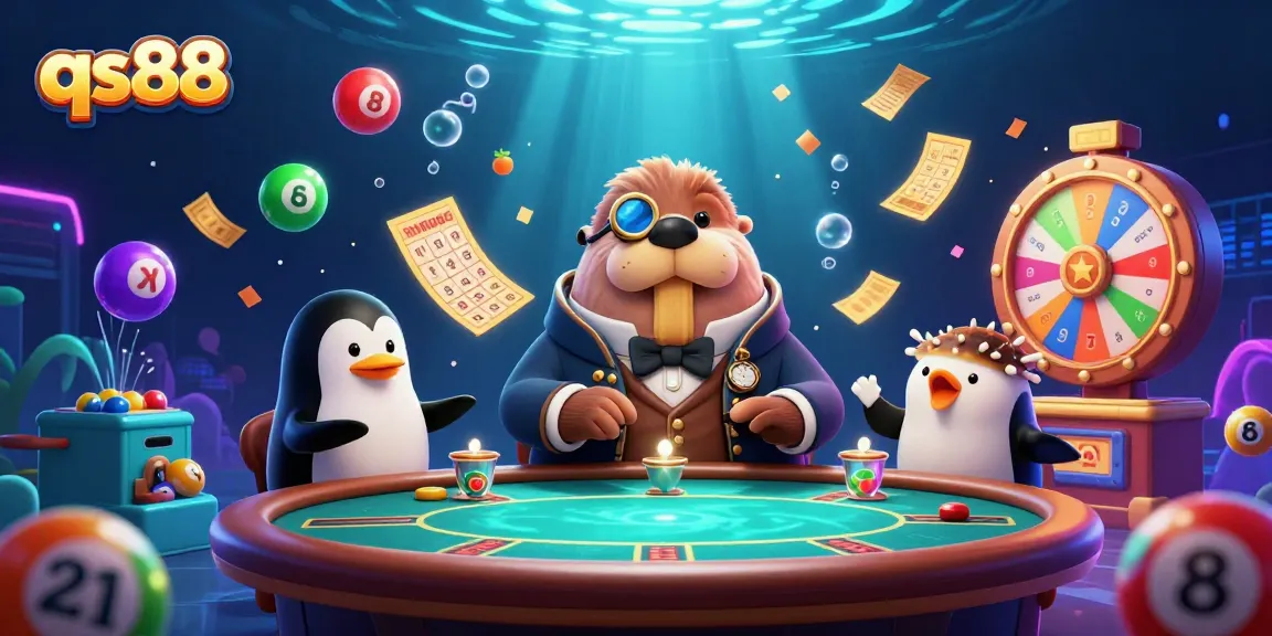 Experience thrilling games at qs88 with this vibrant 3D illustration of underwater gambling fun.