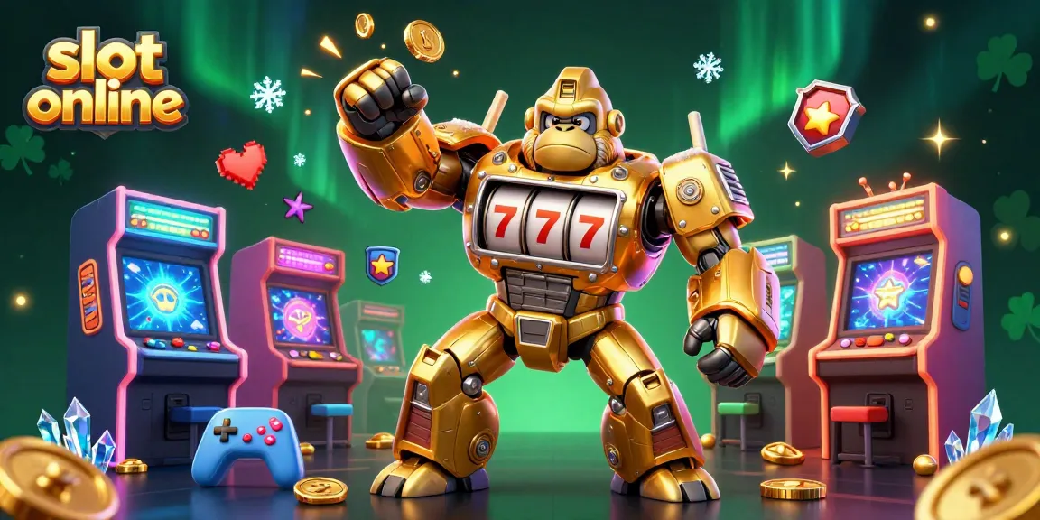 Mainkan slot online dengan karakter luar biasa, gorila emas dan mesin slot yang bersinar, meraih kemenangan!