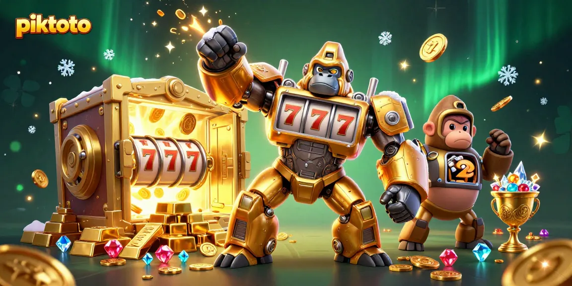 Menangkan jackpot dengan piktoto melalui gorilla emas mech dan harta karun kasino yang menakjubkan.