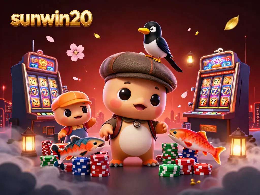 Experience excitement at sunwin20 with lively characters amidst a dynamic casino scene.